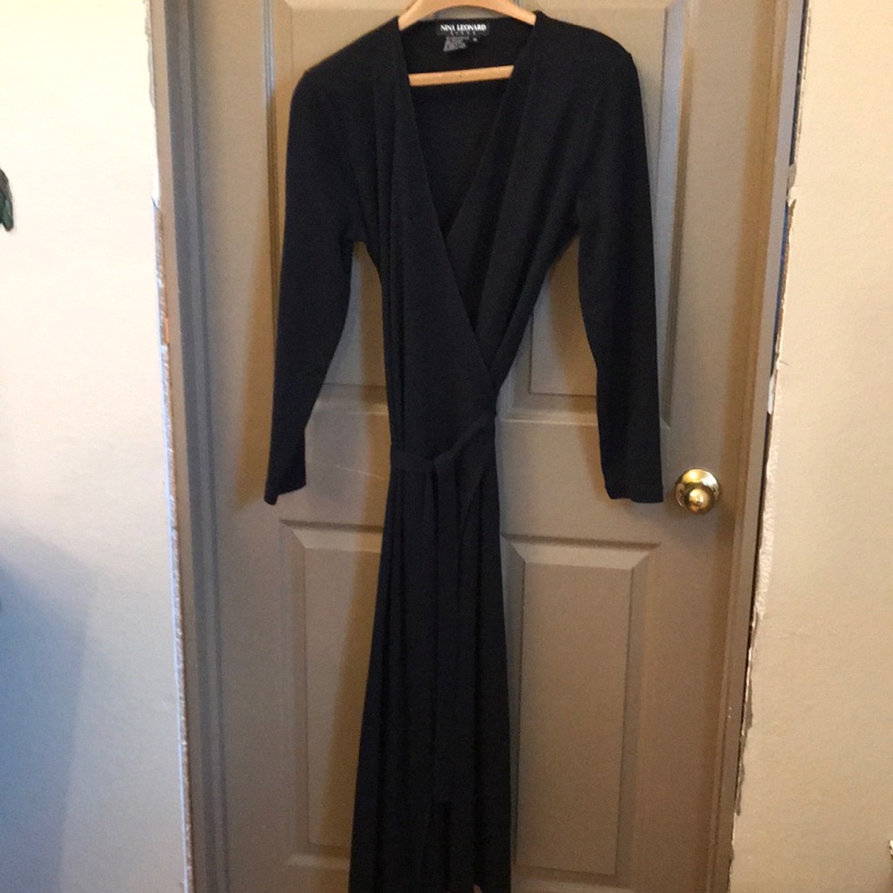 Wrap around vintage black dress.